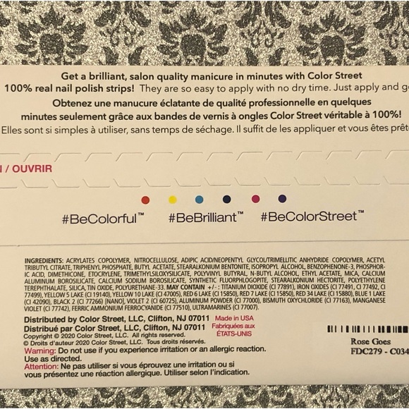 Color Street 16 Nail Strips/Press-on in “Rose Goes” - Picture 3 of 4